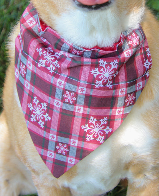 Grey Snowflake Plaid Bandana