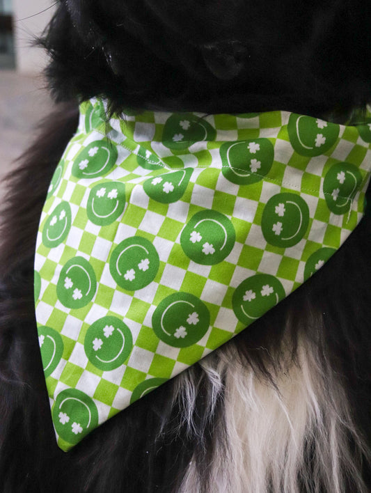 Shamrock Smiley Checkered Bandana