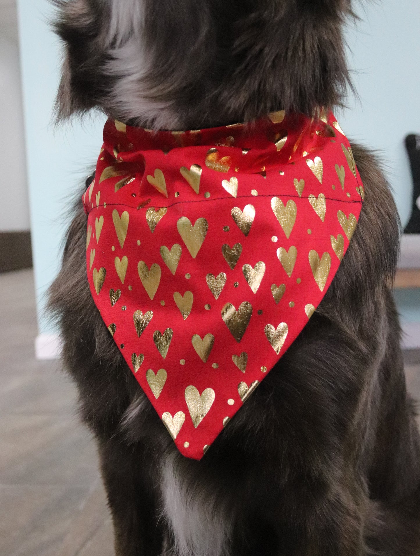 Red & Gold Heart Bandana